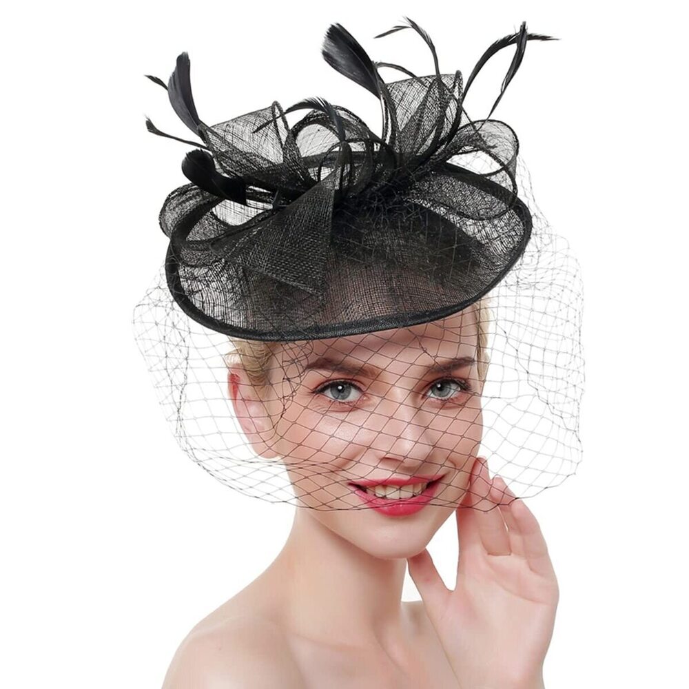 1848 Mesh Feathers Fascinator Headbands For Tea Party Wedding Cocktail